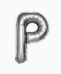 Silver capital letter P balloon