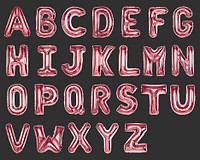 Set of red capital A-Z alphabet balloons