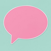 Pink speech bubble icon isolated