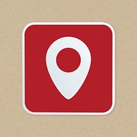 Check-in pin red button icon isolated