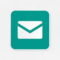 Mail green button icon isolated