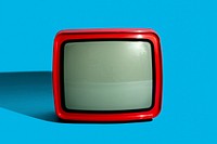 Retro red television on blue background