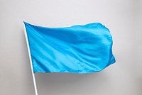 Waving blue flag on a gray background