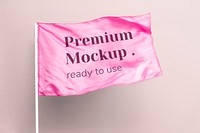 Waving pink flag on a pink background mockup