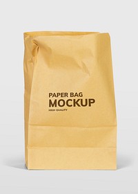 Brown paper bag mockup on a white background 