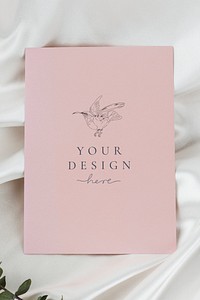 Pink blank invitation card mockup