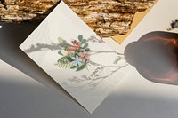 Floral card on off white background mockup<br /> 
