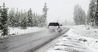 Free driving car in winter image, public domain car CC0 photo.