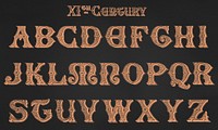 11th-century calligraphy fonts from Draughtsman's Alphabets by Hermann Esser (1845&ndash;1908). Digitally enhanced from our own 5th edition of the publication.
