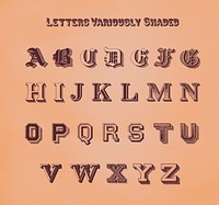 Different types of shadings on fonts from Draughtsman&#39;s Alphabets by <a href="https://www.rawpixel.com/search/Hermann%20Esser?">Hermann Esser </a>(1845&ndash;1908). Digitally enhanced from our own 5th edition of the publication.