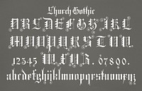 Church gothic calligraphy fonts from Draughtsman&#39;s Alphabets by <a href="https://www.rawpixel.com/search/Hermann%20Esser?">Hermann Esser</a> (1845&ndash;1908). Digitally enhanced from our own 5th edition of the publication.