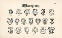 Monograms from Draughtsman&#39;s Alphabets by <a href="https://www.rawpixel.com/search/Hermann%20Esser?">Hermann Esser</a> (1845-1908). Digitally enhanced from our own 5th edition of the publication. 