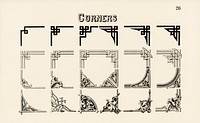 Ornamental corner designs from Draughtsman's Alphabets by Hermann Esser (1845&ndash;1908). Digitally enhanced from our own 5th edition of the publication. 