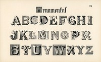 Ornamental fonts from Draughtsman's Alphabets by Hermann Esser (1845&ndash;1908). Digitally enhanced from our own 5th edition of the publication. 