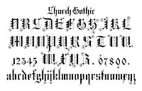 Church gothic calligraphy fonts from Draughtsman&#39;s Alphabets by <a href="https://www.rawpixel.com/search/Hermann%20Esser?">Hermann Esser</a> (1845&ndash;1908). Digitally enhanced from our own 5th edition of the publication.