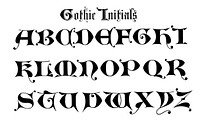 Gothic initials fonts from Draughtsman's Alphabets by Hermann Esser (1845&ndash;1908). Digitally enhanced from our own 5th edition of the publication.