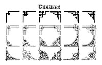 Ornamental corner designs from Draughtsman&#39;s Alphabets by <a href="https://www.rawpixel.com/search/Hermann%20Esser?">Hermann Esser</a> (1845&ndash;1908). Digitally enhanced from our own 5th edition of the publication.