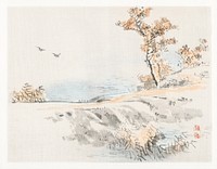 Landscape by <a href="https://www.rawpixel.com/search/K%C5%8Dno%20Bairei?sort=curated&amp;page=1">Kōno Bairei</a> (1844-1895). Digitally enhanced from our own original 1913 edition of Barei Gakan. 