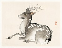 Elk by <a href="https://www.rawpixel.com/search/K%C5%8Dno%20Bairei?sort=curated&amp;page=1">Kōno Bairei</a> (1844-1895). Digitally enhanced from our own original 1913 edition of Barei Gakan. 