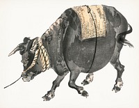 Vintage Illustration of Black bull.