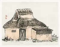 Japanese cottage by <a href="https://www.rawpixel.com/search/K%C5%8Dno%20Bairei?sort=curated&amp;page=1">Kōno Bairei</a> (1844-1895). Digitally enhanced from our own original 1913 edition of Barei Gakan. 