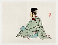 Ancient japanese emperor by <a href="https://www.rawpixel.com/search/K%C5%8Dno%20Bairei?sort=curated&amp;page=1">Kōno Bairei</a> (1844-1895). Digitally enhanced from our own original 1913 edition of Barei Gakan. 