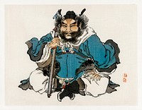 Warrior by <a href="https://www.rawpixel.com/search/K%C5%8Dno%20Bairei?sort=curated&amp;page=1">Kōno Bairei</a> (1844-1895). Digitally enhanced from our own original 1913 edition of Barei Gakan. 