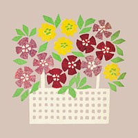 Vintage basket of flowers vector