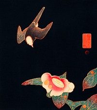Swallow and Camellia (ca. 1900) illustration by <a href="https://www.rawpixel.com/search/Ito%20Jakuchu?sort=curated&amp;page=1">Ito Jakuchu</a>. Original from The MET Museum. Digitally enhanced by rawpixel.