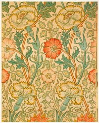 <a href="https://www.rawpixel.com/search/William%20Morris?sort=curated&amp;premium=free&amp;page=1">William Morris</a>&#39;s (1834-1896) Pink and Rose famous pattern. Original from The MET Museum. Digitally enhanced by rawpixel.