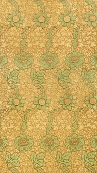 Vintage flowers iPhone wallpaper, William Morris pattern. Remixed from public domain artwork.