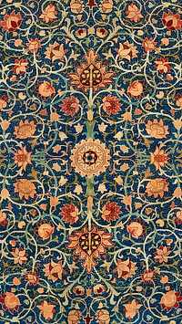 William Morris iPhone wallpaper, Holland Park Carpet pattern mobile background