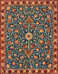 <a href="https://www.rawpixel.com/search/William%20Morris?sort=curated&amp;premium=free&amp;page=1">William Morris</a>&#39;s Holland Park Carpet (1834-1896). Famous pattern original from The MET Museum. Digitally enhanced by rawpixel.
