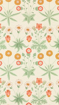 Vintage flowers iPhone wallpaper, William Morris pattern. Remixed from public domain artwork.