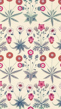 Vintage flowers iPhone wallpaper, William Morris pattern. Remixed from public domain artwork.