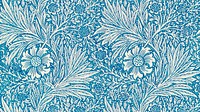 Blue pattern wallpaper, William Morris marigold desktop background