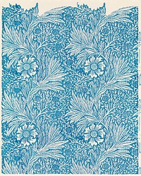 <a href="https://www.rawpixel.com/search/William%20Morris?sort=curated&amp;premium=free&amp;page=1">William Morris</a>&#39;s (1834-1896) Blue Marigold famous pattern. Original from The MET Museum. Digitally enhanced by rawpixel.