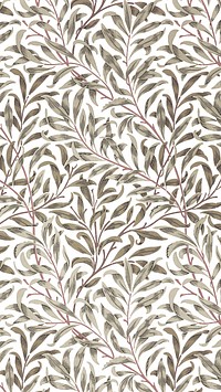 Vintage iPhone wallpaper, willow pattern by William Morris. Remixed from public domain artwork.