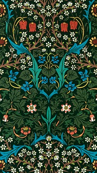 William Morris pattern phone wallpaper, tulip pattern mobile background