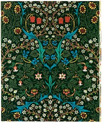 <a href="https://www.rawpixel.com/search/William%20Morris?sort=curated&amp;premium=free&amp;page=1">William Morris</a>&#39;s (1834-1896) Tulip famous pattern. Original from The MET Museum. Digitally enhanced by rawpixel.