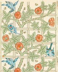 <a href="https://www.rawpixel.com/search/William%20Morris?sort=curated&amp;premium=free&amp;page=1">William Morris</a>&#39;s (1834-1896) Trellis famous pattern. Original from The MET Museum. Digitally enhanced by rawpixel.
