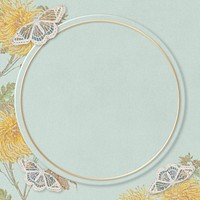 Chrysanthemum flower frame with butterfly design element