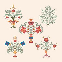 Vintage flourish ornament illustration set