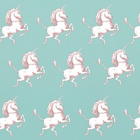 Vintage unicorn illustration seamless patterned wallpaper