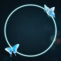 Neon frame with butterflies illustration