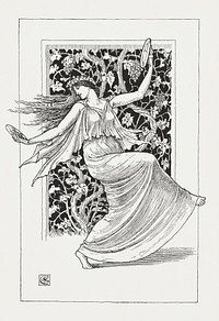 Dancing Nymph (Nymphe Danseuse)<br />(1895) by <a href="https://www.rawpixel.com/search/Walter%20Crane?sort=curated&amp;rating_filter=all&amp;type=all&amp;mode=shop&amp;page=1">Walter Crane</a>. Original from The MET Museum. Digitally enhanced by rawpixel.