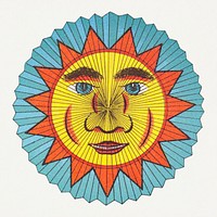 Celestial sun face paper lantern with ray design element