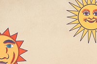 Vintage celestial sun face with ray background design element