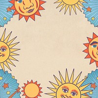 Vintage celestial sun moon and stars frame design element