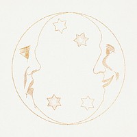 Celestial crescent moon with stars design element